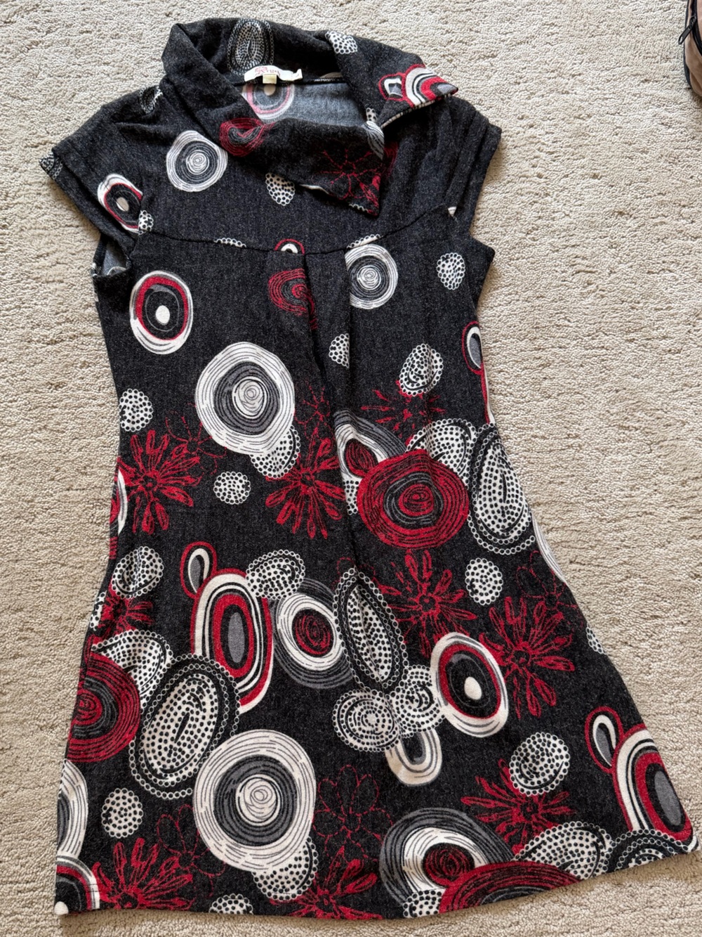 Aryeh Anthropologie Black Dress Red, White retro design